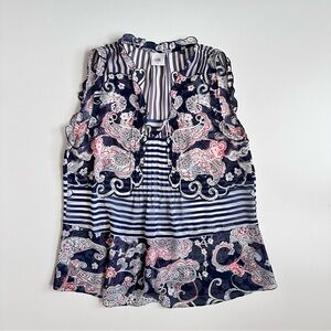 Cabi Blue Paisley Peplum Blouse Sleeveless Size Small